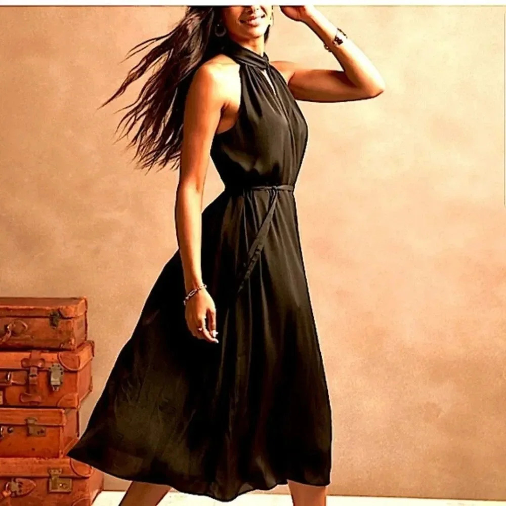 Banana Republic Twist-Neck Satin Dress